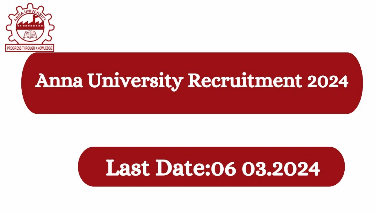 Anna University Recruitment 2024 Notification for Project Associate,Technical Assistant,Skilled Assistant posts at annauniv.edu