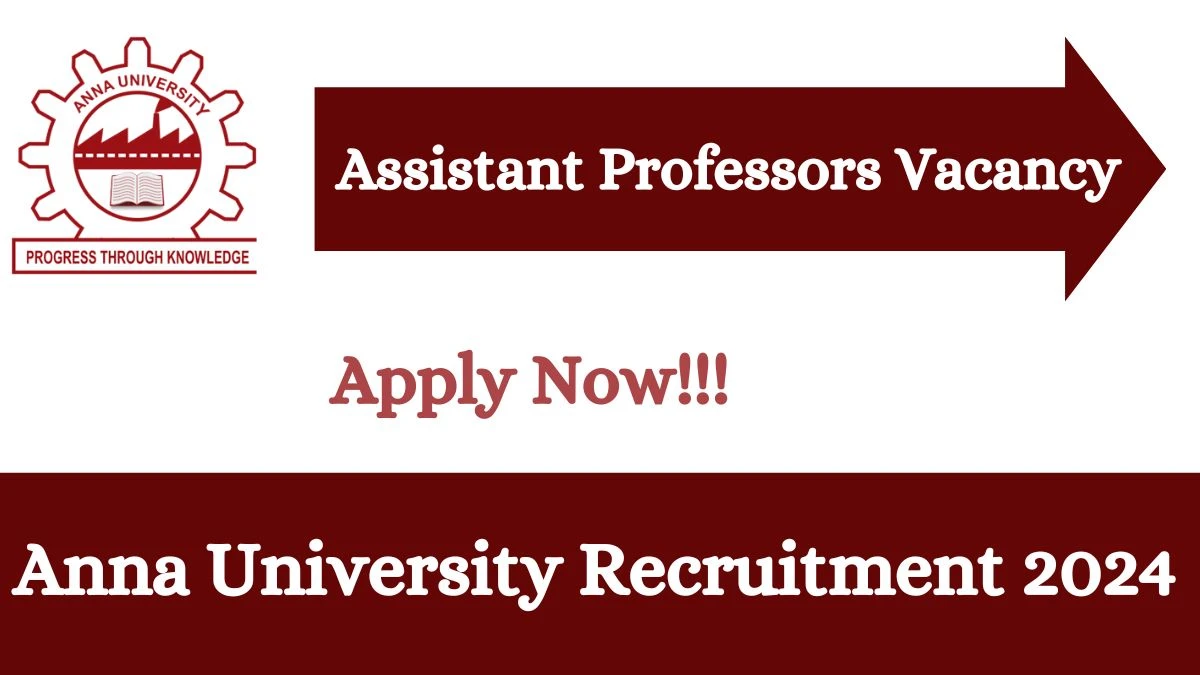 Anna University Recruitment 2024: Check Vacancies for Assistant Professors Job Notification, Apply Online