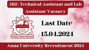 Anna University Recruitment 2024 Notification for JRF, Technical Assistant and Lab Assistant Vacancy 03 posts at annauniv.edu