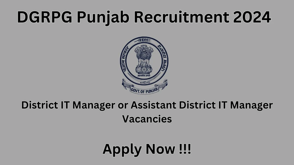 DGRPG Punjab Recruitment 2024 Notification for District IT Manager or Assistant District IT Manager Vacancy 11 posts at dgrpg.punjab.gov.in