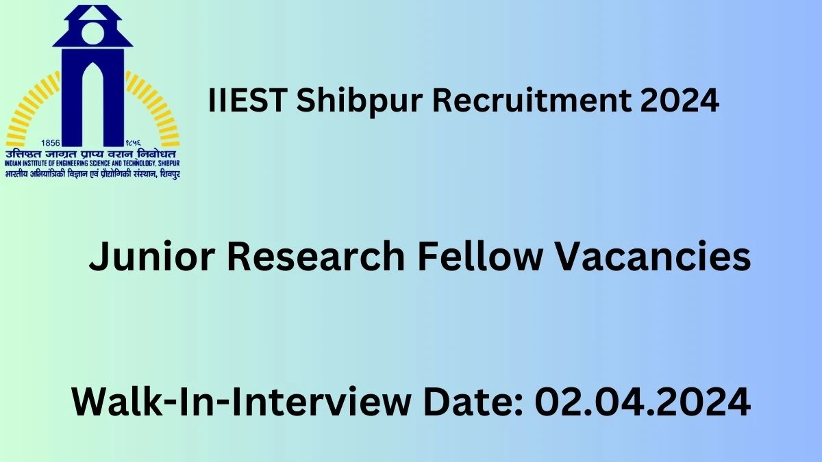 IIEST Shibpur Recruitment 2024  Walk-In Interviews for Junior Research Fellow on 02.04.2024