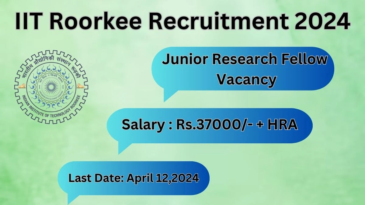 IIT Roorkee Recruitment 2024: Check Vacancies for Junior Research Fellow Job Notification, Apply Online