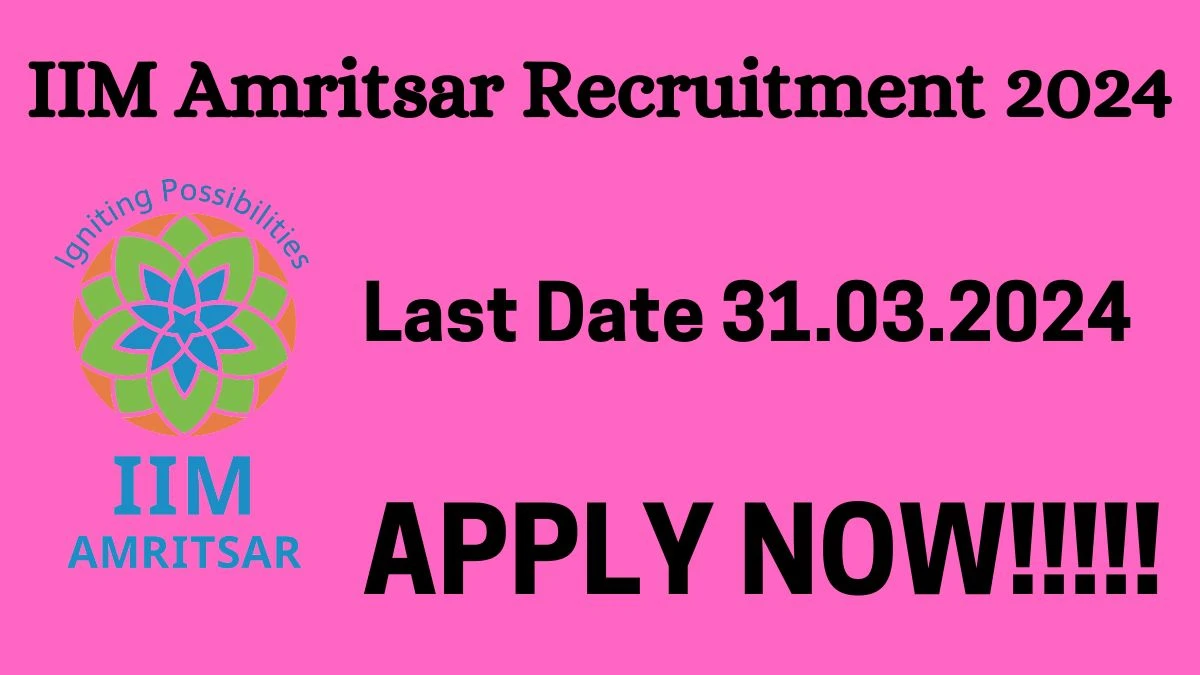 Latest IIM Amritsar Recruitment 2024, Director Jobs - Apply Immediately!