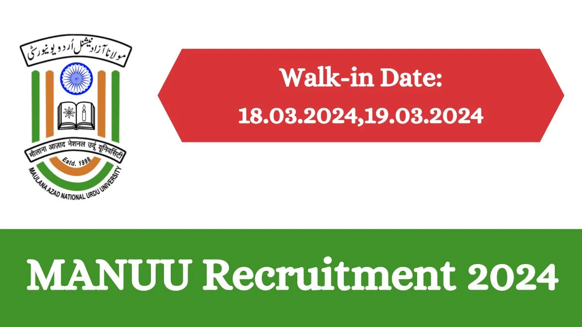 MANUU Recruitment 2024 Walk-In Interviews for PGT, TGT on 18.03.2024,19.03.2024