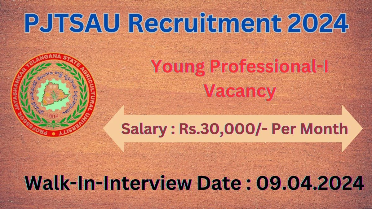PJTSAU Recruitment 2024 Walk-In Interviews for Young Professional-I on 02.04.2024