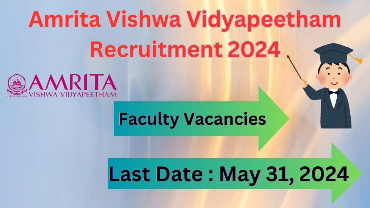 Amrita Vishwa Vidyapeetham Recruitment 2024: Check Vacancies for Faculty Job Notification, Apply Online