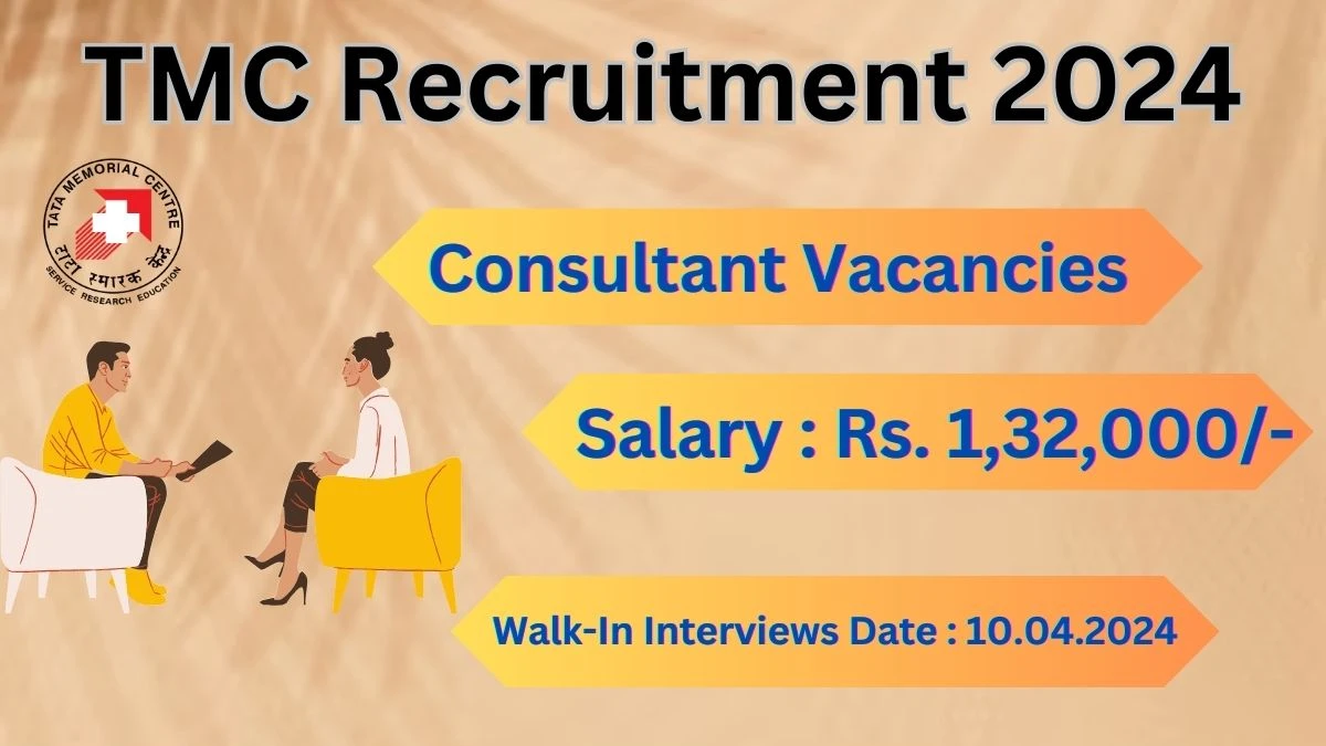 TMC Recruitment 2024 Walk-In Interviews for Consultant on 10.04.2024