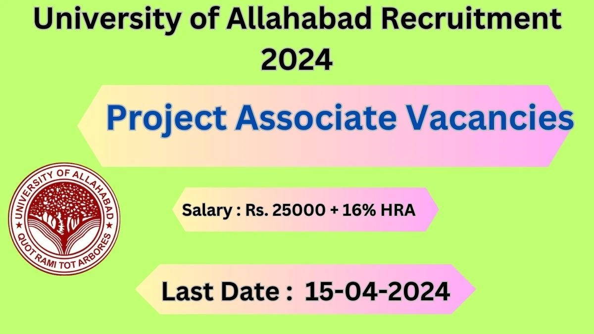 University of Allahabad Recruitment 2024 Notification for Project Associate Vacancy 01 posts at allduniv.ac.in