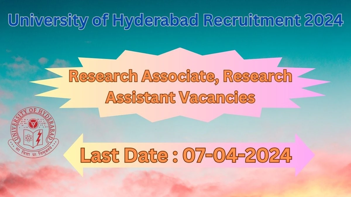 University of Hyderabad Recruitment 2024 Notification for Research Associate, Research Assistant Vacancy 02 posts at uohyd.ac.in