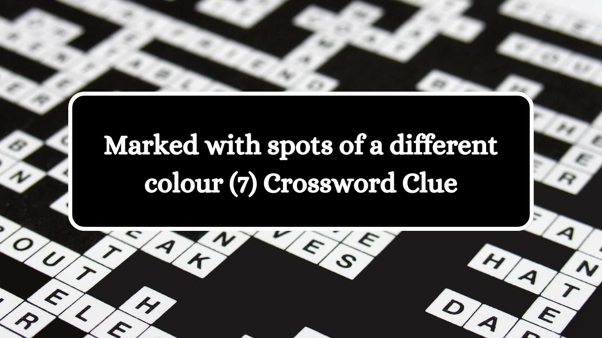 Marked with spots of a different colour (7) Crossword Clue