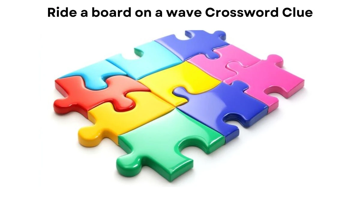 Ride a board on a wave Crossword Clue