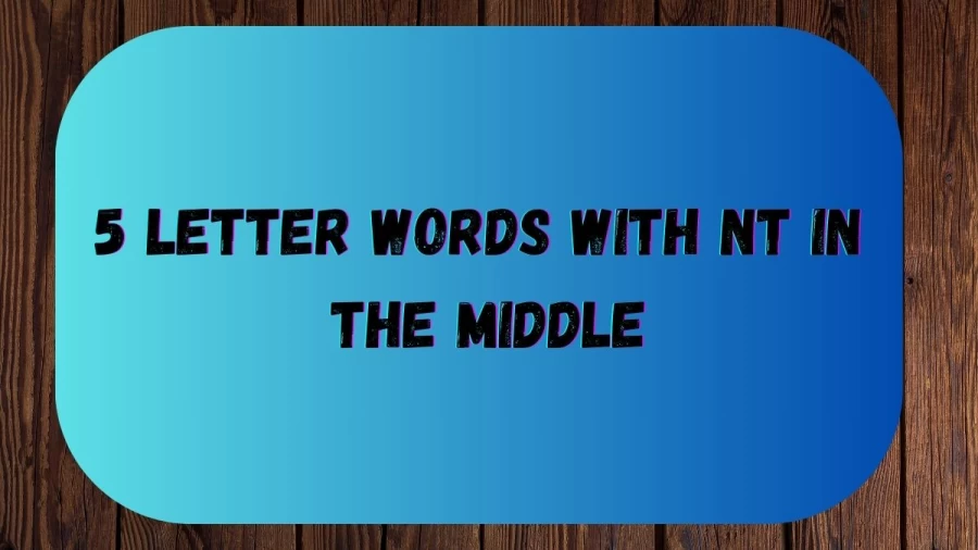 5 Letter Words with NT in the middle, List Of 5 Letter Words with NT in the middle
