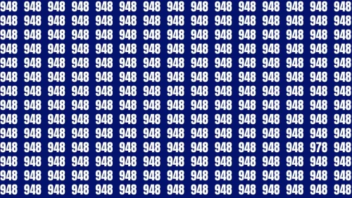 Observation Visual Test: If you have Sharp Eyes Find the Number 978 among 948 in 20 Secs