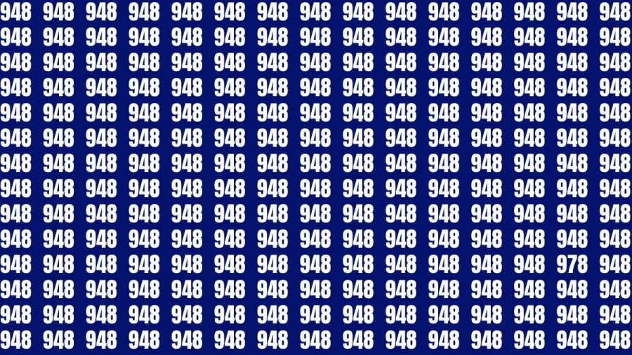 Observation Visual Test: If you have Sharp Eyes Find the Number 978 among 948 in 20 Secs