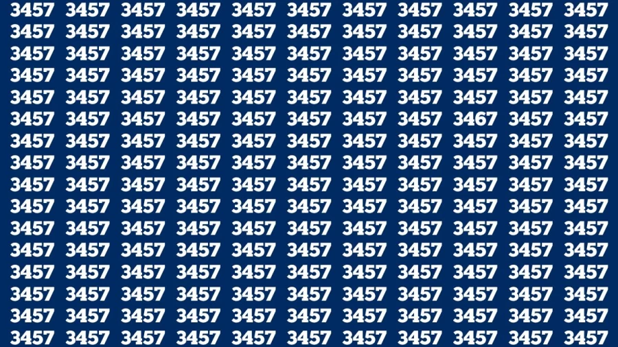 Optical Illusion Brain Challenge: If you have Sharp Eyes Find the Number 3467 among 3457 in 15 Secs