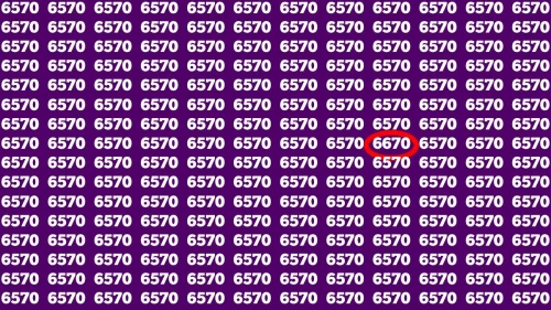 Visual Test: If you have 50/50 Vision Find the Number 6670 among 6570  in 15 Secs