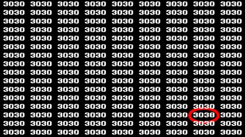 Optical Illusion Brain Challenge: If you have Sharp Eye Find the Number 3038 among 3030 in 15 Secs