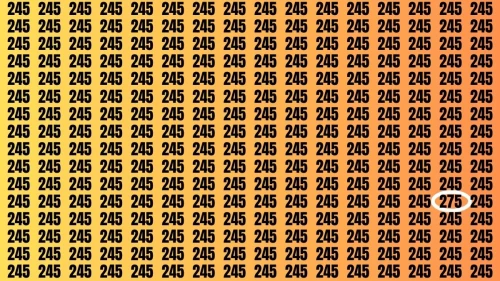 Observation Visual Test: If you have Sharp Eyes Find the Number 275 among 245 in 20 Secs