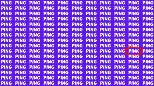 Observation Visual Test: If you have Eagle Eyes Find the word Pink among Ping in 17 Secs
