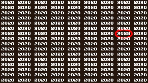 Visual Test: If you have 50/50 Vision Find the Number 2028 among 2020 in 15 Secs