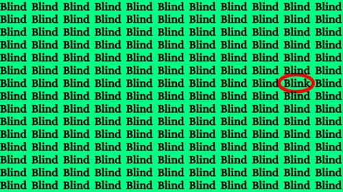 Observation Visual Test: If you have Eagle Eyes Find the word Blink among Blind in 17 Secs
