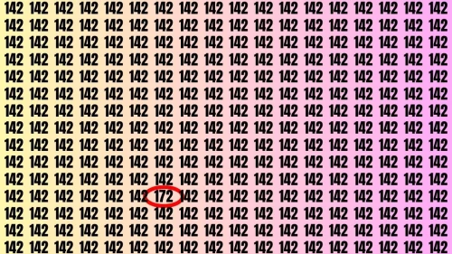 Observation Visual Test: If you have Sharp Eyes Find the Number 172 among 142 in 19 Secs
