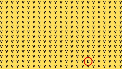 Optical Illusion Brain Challenge: If you have Hawk Eyes Find the Letter U among V in 10 Secs